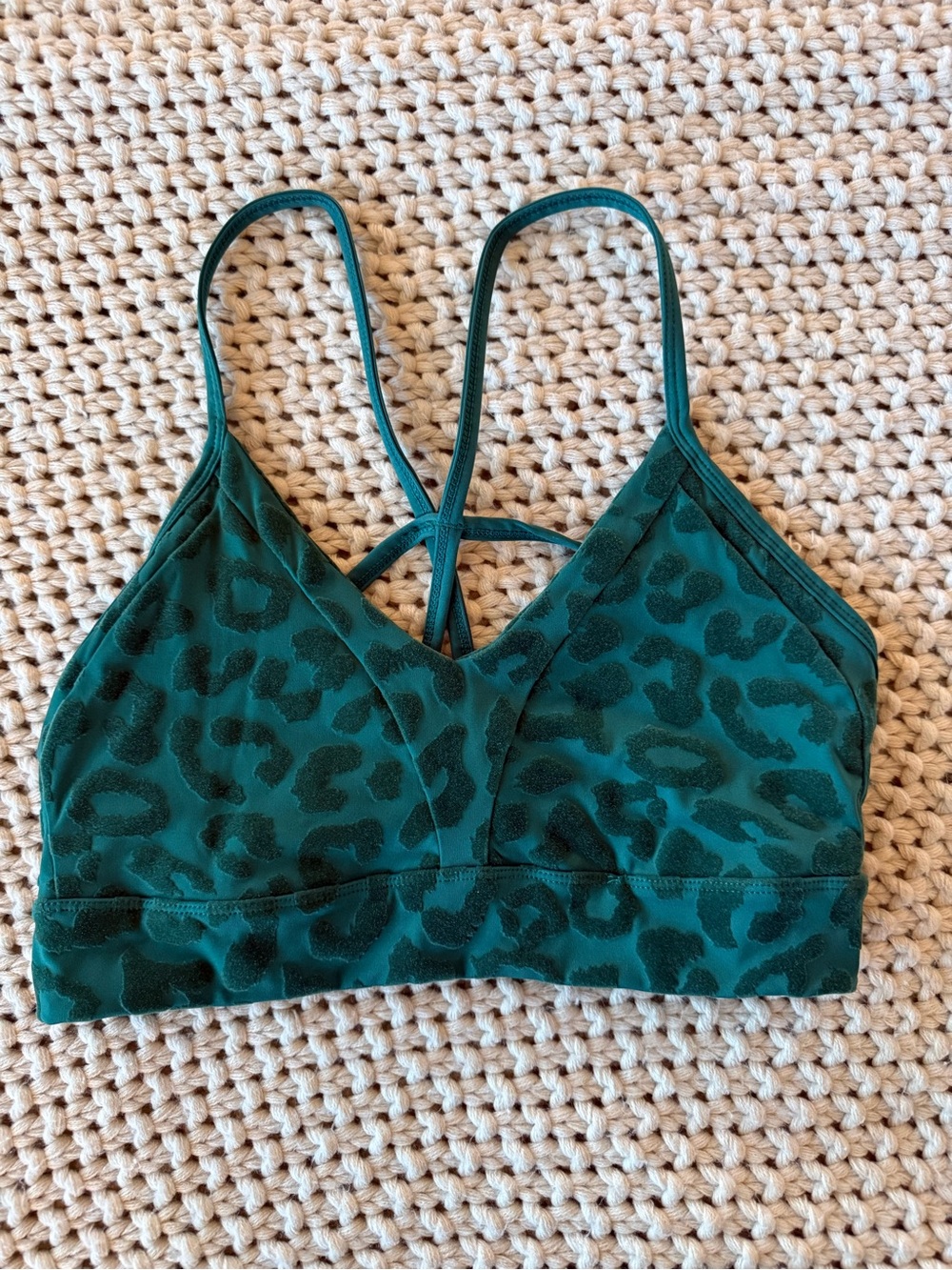 Balance Athletica Teal Green Leopard Strappy Sports Bralette